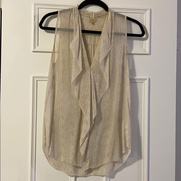 Aritzia Ainsley Silk Blouse - Beige & Grey - Picture 3 of 6